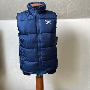 Reebok Men's Jacket Puffer Vest Blue Full Zip Winter Fall Pockets Size M